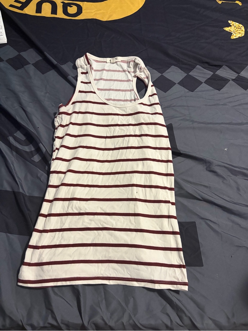 Ardene White & Burgundy Striped Racerback Tank